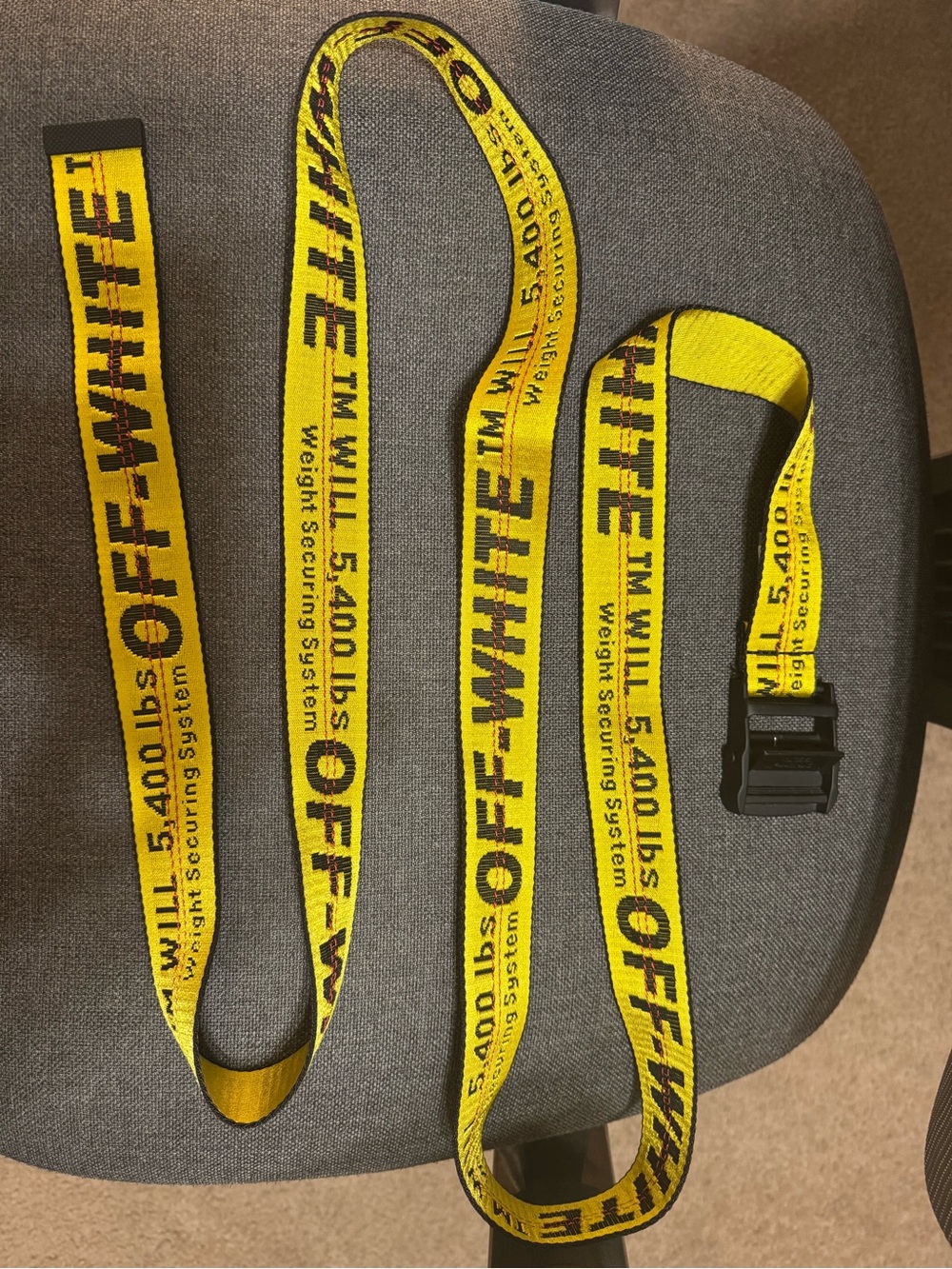 Off-White Yellow Industrial Webbing Belt with Black Hardware